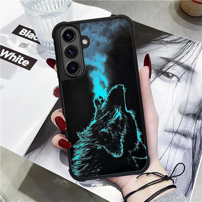 for Samsung Galaxy S26 Plus Case,Graphic Design for Girl Boy Soft Silicone Hard Acrylic Shock Protection Designed for Samsung Galaxy S26 Plus Blue Breathing Wolf Pattern