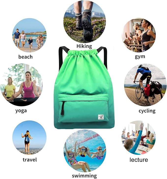 Waterproof Drawstring Bag, Gym Bag Sackpack Sports Beach Backpack for Men Women