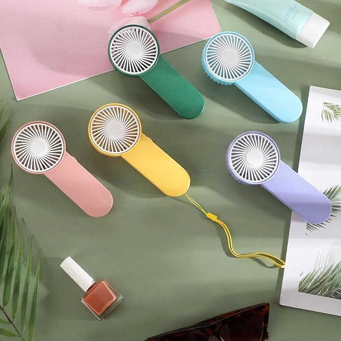 Sumind 20 Pcs Small Personal Portable Fan Mini Handheld Bulk 1 Speed Electric Cute Battery Powered for Neck Lash Makeup Women Men Travel Camping Indoor Outdoor Summer (5 Colors)