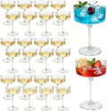 PLULON 24 Pcs Clear Martini Glasses Set 10 Oz Plastic Ribbed Coupe Glass, Cocktail Glasses Champagne Cup Tower Vintage Margarita Glassware for Cocktail Wine Bar Drinking Wedding Party Outdoor Events