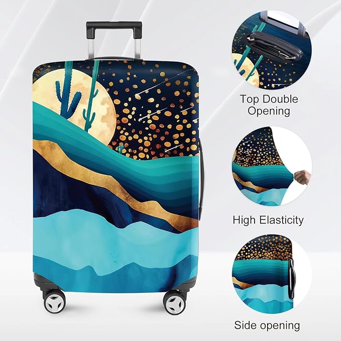 ANNA QUEEN Boho Night Desert Travel Luggage Cover -Stretchable Airplane Suitcase Protector Sleeve,Universal Washable Fit for 28-30 Inch Checked Baggage,Water Resistant Durable Luggage Protector