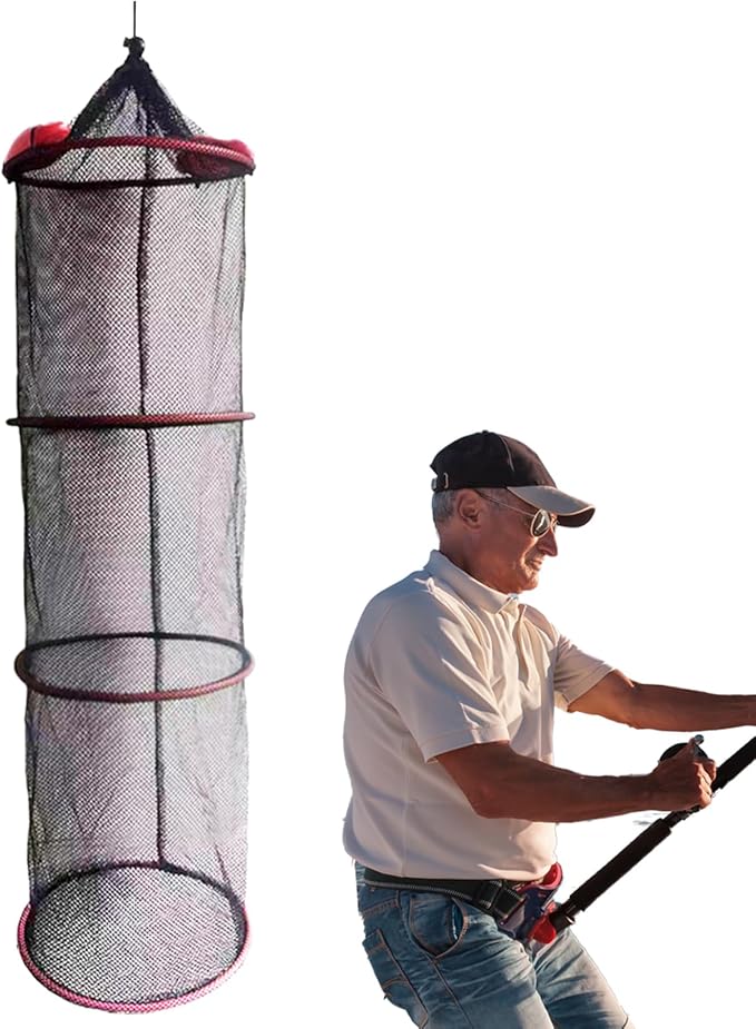 Fish Basket – 25x30cm/25x60cm/25x90cm Nylon, Portable Net Pen, Live Catch System | Perfect for Bank Fishing Activities, Boat Side Storage, Bait Preservation Needs, Outdoor Sports Gear