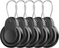 5 Pack Airtag Holder - IPX8 Waterproof Airtag Keychain with Wire Cable, Anti-Scratch GPS Case for Apple Airtag, Durable Airtag Cover for Keys, Kids, Luggage, Backpacks, Pet Collar-Black