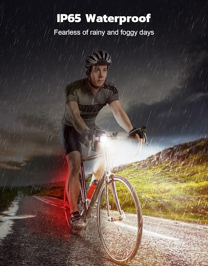 Zewdov Bike Lights for Night Riding, USB Rechargeable Bike Lights Front and Back, Waterproof IP65 Bicycle Light, 4+6 Modes Bike Headlight and Tail Light Set,1.5 Hrs Fast Charging, Easy to Install