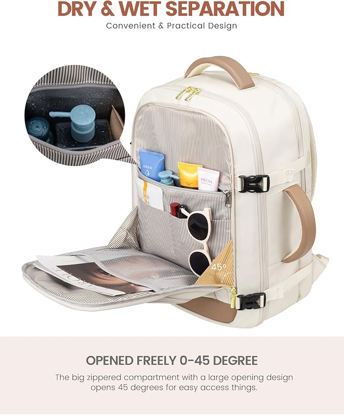 LOVEVOOK 50L Large Travel Backpack for Women Flight Approved, Carry on Backpack for Airplanes, Personal Item Travel Bag, Waterproof 18 Inch Laptop Backpack, Business Weekender Overnight Daypack, 4Pcs