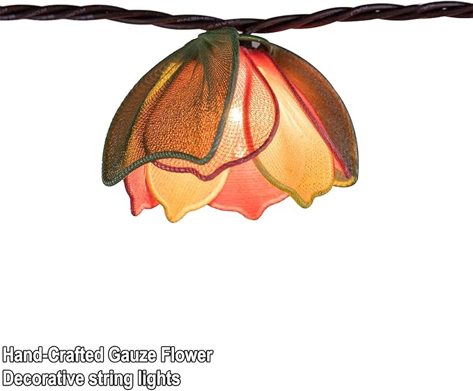 TWINKVILLA Decorative String Lights Plug in with 10 Bulbs, Flower Garland Fairy Lights Connectable Weatherproof Outdoor Indoor for Wedding Garden Pergola Bedroom Porch Floral Home Decor (Multicolor)