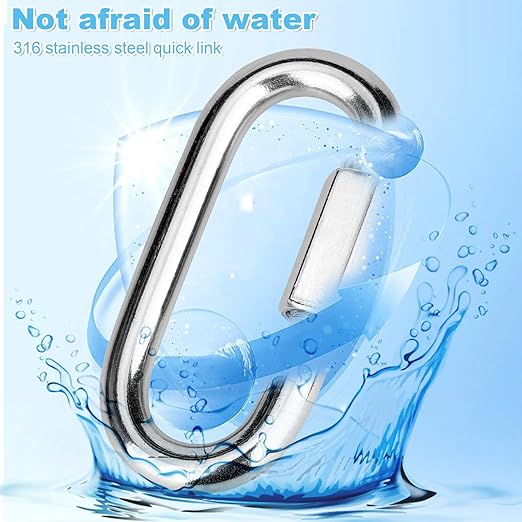 4Pcs 3 Inch 316 Heavy Duty Stainless Steel Screw Chain Quick Links, High Strength Carabiner for Big Chain Connecting, Hammock Hanging, Hiking, Camping