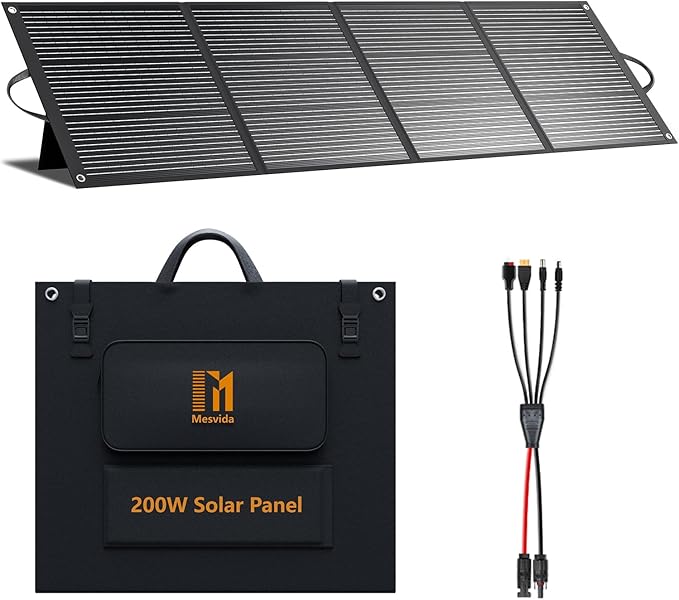 200 Watt Solar Panel IP68 Waterproof ETFE Coating Portable 24V MC4 Output Foldable Solar Panels for Power Stations Solar Generator Camping Off-Grid RV Emergency Backup Hurricane