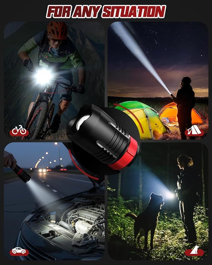 Victoper Rechargeabe Flashlight 2 Pack, High Lumens 5 Modes LED Bright Tactical Flashlights, Waterproof Zoomable Flash Light for Outdoor, Gifts for Camping Essentials Gear