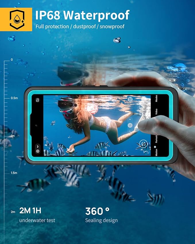 Lanhiem Pixel 10 Pro XL Case, IP68 Waterproof Dustproof Case with Built-in Screen Protector, Rugged Full Body Shockproof Protective Clear Cover for Google Pixel 10 Pro XL 6.8 Inch, Blue