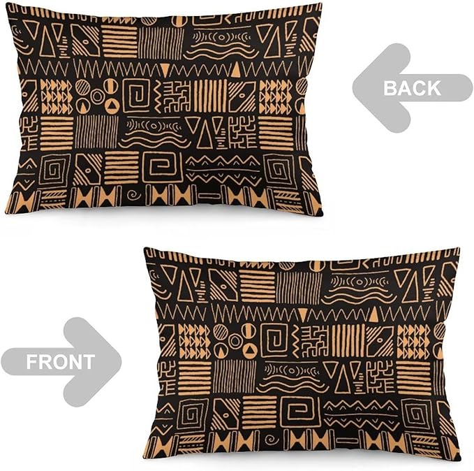 African Ethnic Pattern Throw Pillow Covers Set of 2 Queen Size Abstract Tribal Art Pillow Cushion Cases Standard Pillow Cases Decorative Pillowcase 20X30 Inch for Sofa Bed