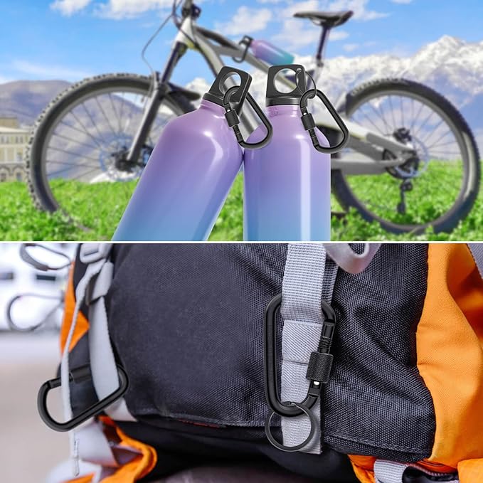 Cridoz Locking Carabiner D Ring Clips with Flat Key Ring