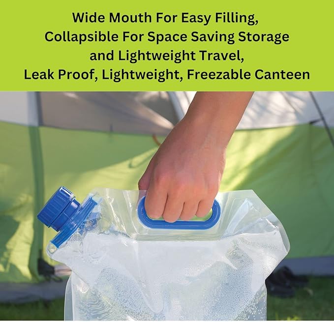 Camping Water Container - 2 Gallon Collapsible Water Jug, Perfect for Home, Travel, Survival - Portable