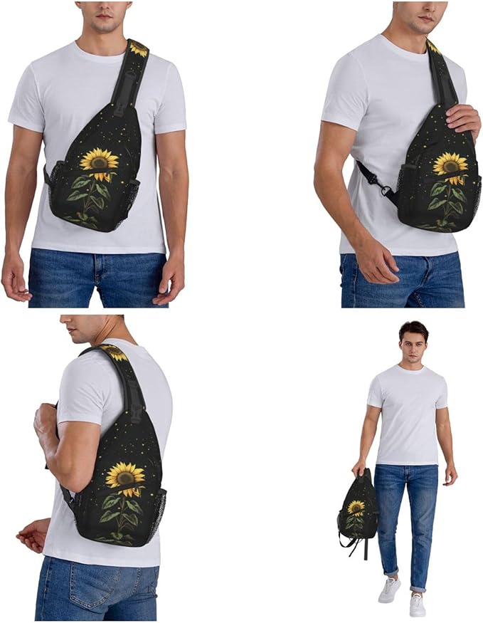 FyLybois Sunflower Sling Bag for Women Lightweight Crossbody Backpack Casual Daypack with Adjustable Strap for Travel Work Hiking Everyday Use