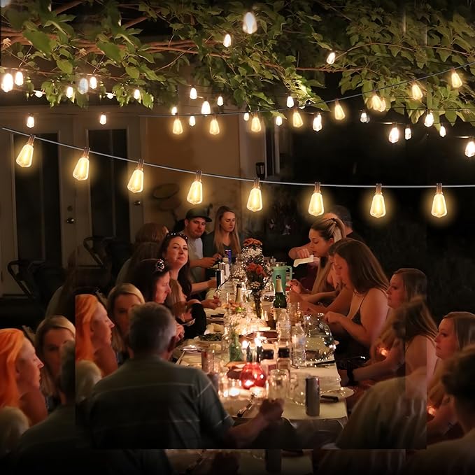 10FT Outdoor String Lights - Waterproof LED Patio Lights Shatterproof ST38 Edison Bulbs, Connectable Hanging Outdoor Vintage Lights for Indoor Backyard Yard Gazebo Porch Party Decor