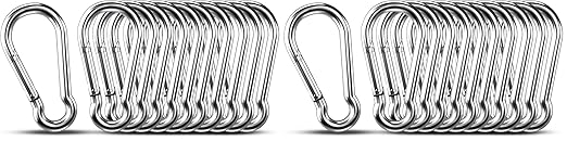 Small Carabiner Clip Hooks, 10pcs 1.57 inch Carabiners Heavy Duty, 304 Stainless Steel Spring Snap Hook Fits Camping Hiking, Metal Clips for Rope Chain Keychain Keys Rings (Pack of 2)