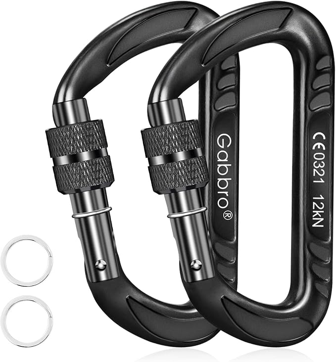Gabbro Carabiner Clips Heavy Duty 12kN (2697 lbs), Wiregate Aluminum Lightweight Caribeener for Hammock, Hiking, Camping, Water Bottle, Dog Leash Harness, Keychains