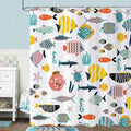 Kid Shower Curtain, Colorful Cartoon Tropical Fish Ocean Beach Theme Bath Curtain Waterproof Fabric Machine Washable with Hooks, 72" Wx78 L