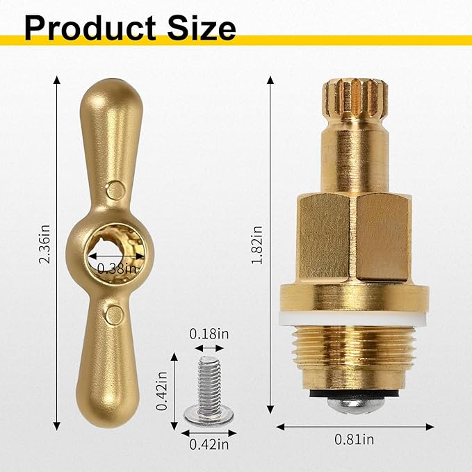 PK1100 Brass Faucet Stem & Bonnet Replacement Kit for Arrowhead Hose Bibs, Hose Bib Valve Stem Repair, Fits PK1100 / PP806-15 Outdoor Faucet & Boiler Drain