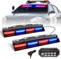 HLauto 604N Emergency Dash Strobe Lights: 2x16.8 inch Red Blue Security Light w/Take Down, 48 LED Safety Flashing Warning Hazard Interior Windshield Light Bar for Trucks Vehicles