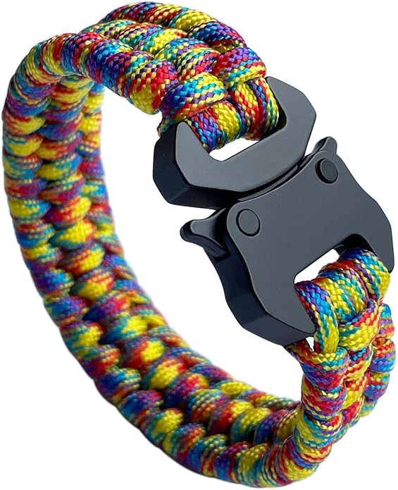 Parachute Cord Bracelets Trilobite Weaved Paracord Bracelet with Side Release Buckle 8.7 inch Black Bracelet for Men Women 1 Set