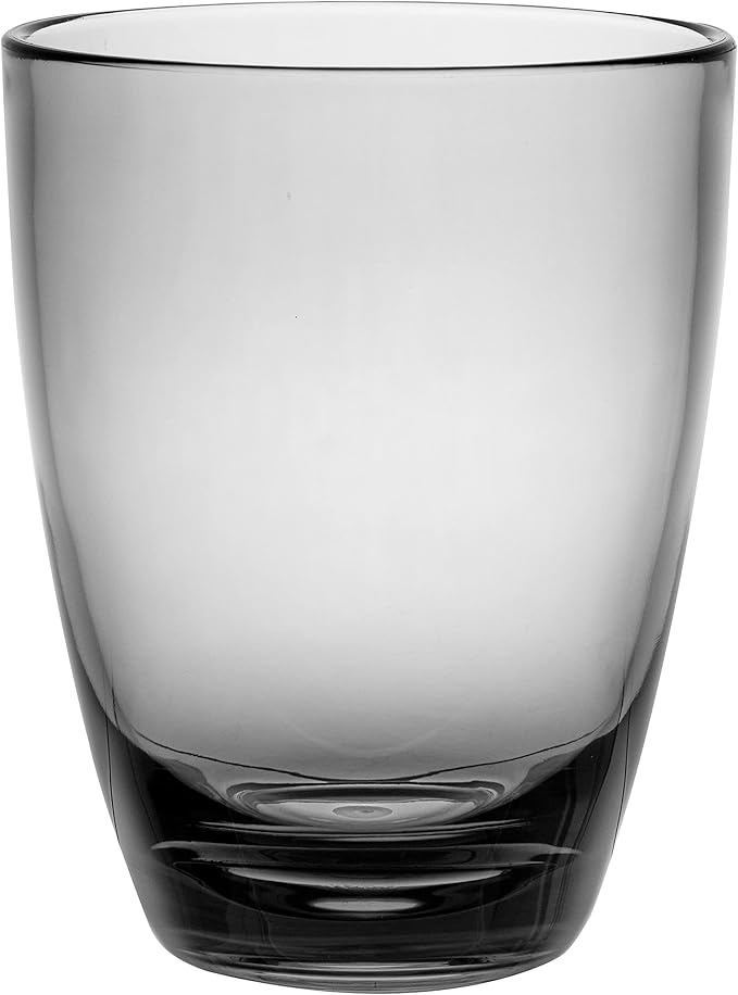KLIFA- ETON- 15.2 ounce, Set of 6, Acrylic Drinking Glasses Set, BPA-Free Tumblers, Stackable Plastic Drinkware, Dishwasher Safe Cups, Gray-Black