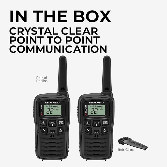 Midland® T10 X-TALKER Two-Way Radios - 22 Channels - Long Range Walkie-Talkies, 38 Privacy Codes - Best Family Camping Radio - 2 Pack
