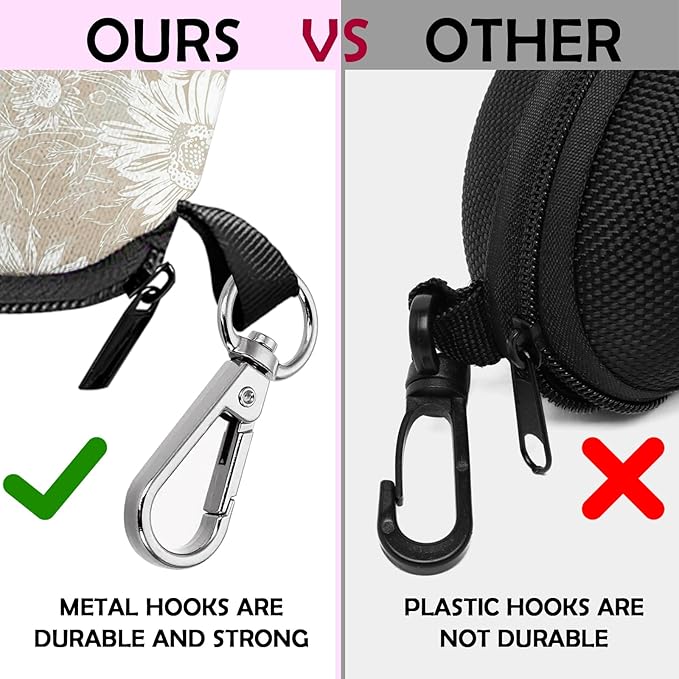 Glasses Case Sunglasses Eyeglass Soft Case Zipper Light Neoprene Pouch with Metal Belt Clip Aesthetic Cute Women Men