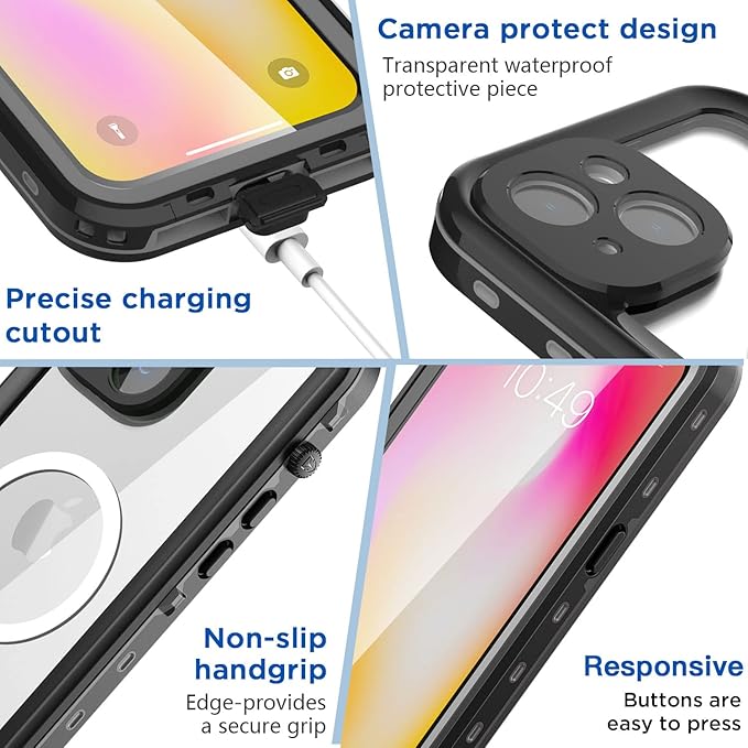 AICase for iPhone 14 Plus Case Waterproof, Compatible with Magsafe Magnetic Protective Phone Case, Water Proof Mag Safe Magnet Shockproof Full Body Clear with Screen Protector