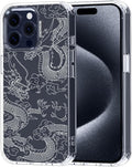 MOSNOVO Case for iPhone 15 Pro Max, [Buffertech 6.6ft Military-Grade Drop Protection] [Anti Peel Off Tech] Clear TPU Bumper Phone Case Cover Design - White Dragon