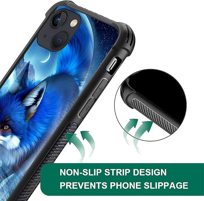 for iPhone 13 Mini Case, Snowy Mountain Fox Lake Pattern Graphic Design Girl Boy Soft Silicone Hard Acrylic Shock Protection for iPhone 13 Mini