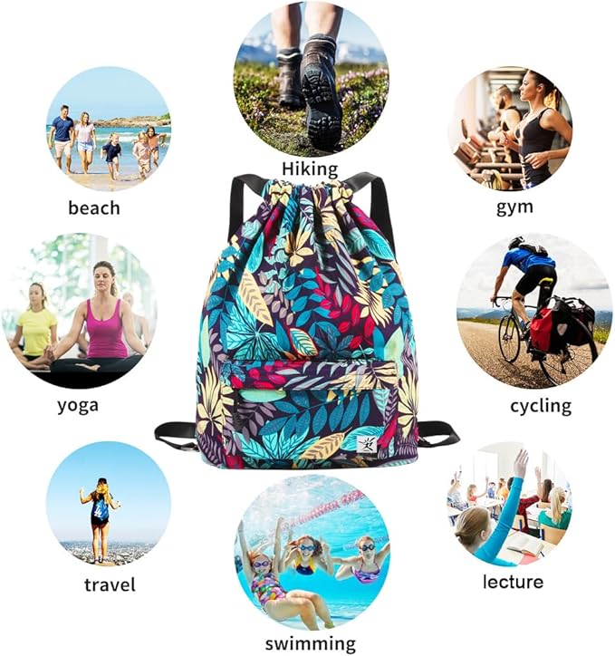 Waterproof Drawstring Bag, Gym Bag Sackpack Sports Beach Backpack for Men Women