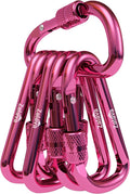 6PCS Carabiner Keychain, 2 inch Aluminum D-Clip Caribeener with Hook
