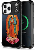 for iPhone 17 Pro Max Case,for MagSafe Graphic Design for Girl Boy Soft Silicone Hard Acrylic Shock Protection Designed for iPhone 17 Pro Max Red Virgen Guadalupe Pattern