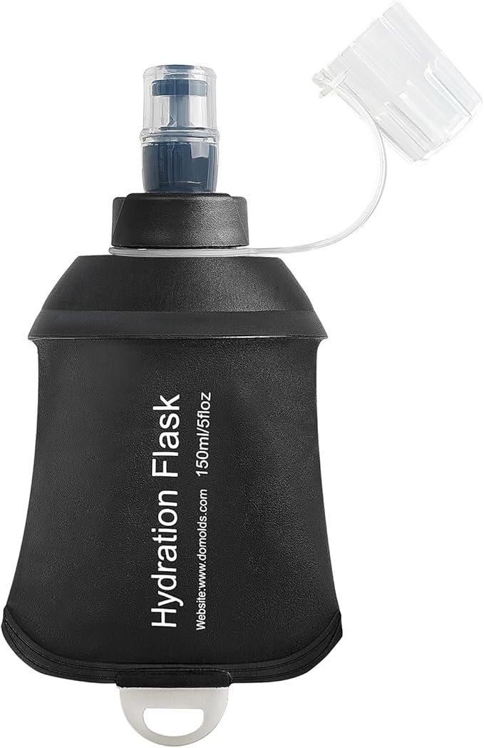 150ml Soft Flask Soft Water Bottle for Running, Hiking, Travelling, Cycling and Climbing - TPU Material - Black