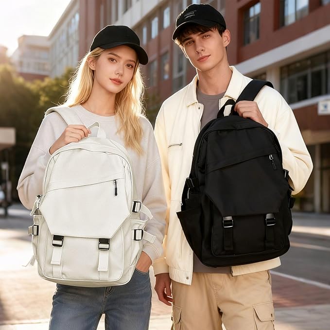 coowoz School Backpack for Men Women College Bookbag Waterproof Lightweight Black Backpack Mochilas Book Bag Rucksack Casual Daypack School Bag for Boys Girls