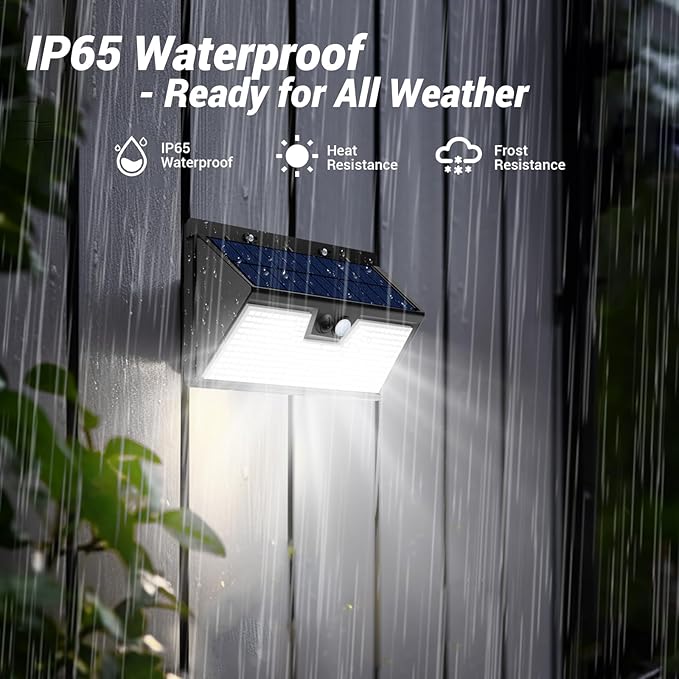 vighep Large Solar Motion Lights Outdoor, 318 LED Super Bright Shed Lights with 3 Lighting Mode, IP65 Waterproof Solar Bar Light, Great for Outside Wall Yard Chicken Coop Garden - 2 Pack
