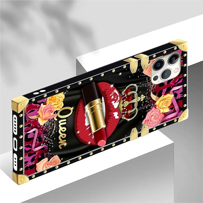 Compatible with iPhone 12 Pro Max Case, Queen Lip Crown Leopard Print Luxury Golden Decoration for Girl Women Soft TPU Shockproof Protective Hard PC Back for iPhone 12 Pro Max