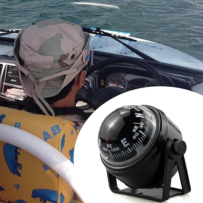 Marine Compass, Car Marine Navigation Compass with Adjustable Mounting Bracket, Car Marine Accessories, Marine RV Truck Accessories