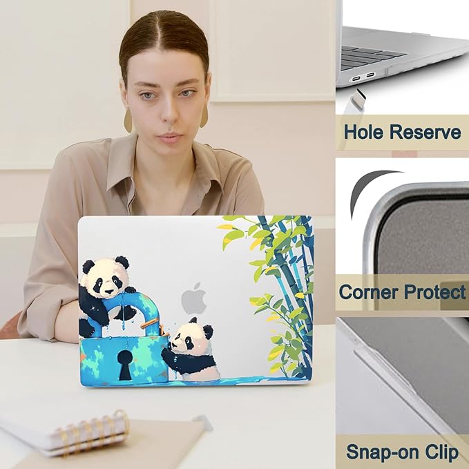 Protective Case for MacBook Pro 13 inch Retina 2015-2012 Release (Model A1502 A1425),13.3" Pretty Prints Hardshell Cover & Keyboard Cover for Laptop Pro 13.3",Cute Panda