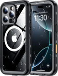 Red2Fire for iPhone 16 Pro Max Case Waterproof, [Built-in Screen Protector & Camera Protector][Compatible with MagSafe][Full Body Shockproof][IP68 Waterproof][Dustproof] Phone Case 6.9" Black/Clear