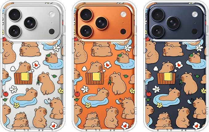 MOSNOVO for iPhone 17 Pro Case, Shockproof Military-Grade Protection 6.6ft Drop Tested, Camera Control, Clear Phone Case for iPhone 17 Pro, Capybara Land Design