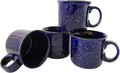 14oz Ceramic Campfire Coffee Mug (Set of 4), Blue with Speckled Finish - Durable Thick Walled Camping Style Cup for Outdoors or Home