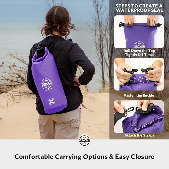STOVER 5/10/25/30/40/55L Waterproof Dry Bag- Roll-Top Backpack w/Phone Case- Kayaking, Hiking, Camping, Boating- Men/Women