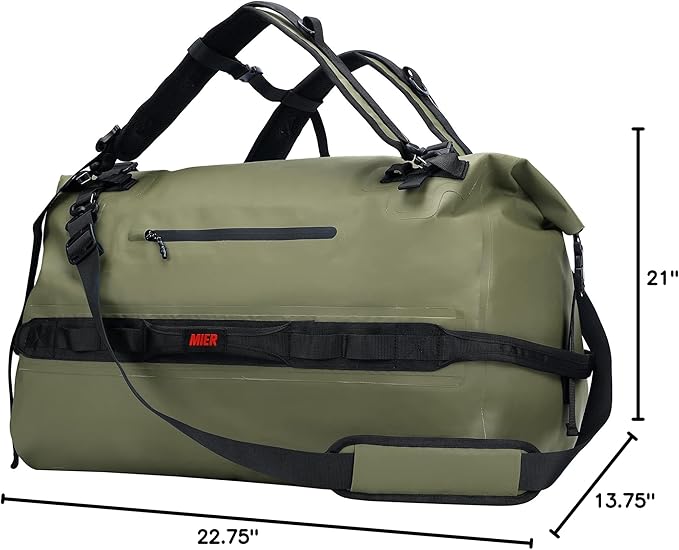MIER Waterproof Duffel Bag Motorcycle Dry Bag Backpack Large Roll-Top Heavy Duty Dry Duffle Bags for Kayaking Camping Boating Gym Beach Cruise Ship, 60L/80L