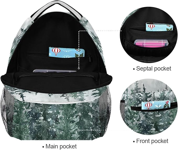Winter Forest Kids Backpack Pinewood Tree School Backpacks Boys Girls Preschool Book Bag