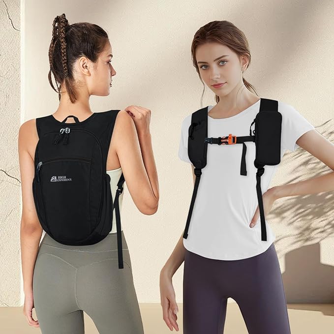 Hiking Backpack 10L/15L Small Daypack Lightweight Packable Travel Foldable Water Resistan for Women Men (Black, 15L)