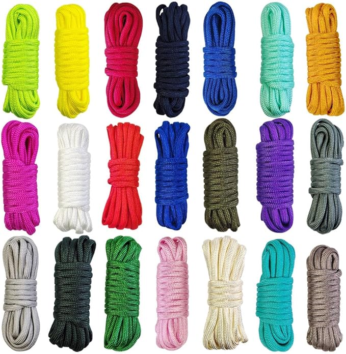 21 Colors Paracord (10FT Each Color), 550lb Parachute Cord Combo Kit for Crafting Bracelets, Lanyards, Dog Collars (21 Colors PureA, 10FT)