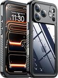 SPIDERCASE for iPhone 17 Pro Max Case Waterproof, Built-in Lens & Screen Protector, Full Heavy Duty Protection, 12FT Military Shockproof, Dustproof, Anti-Scratched Phone Case,Black/Clear