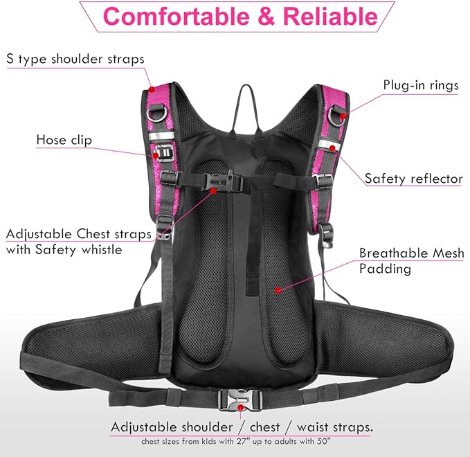 Mothybot Insulated Hydration Backpack Pack with 3L BPA Free Leak Proof Water Bladder, Large Storage Lightweight Hiking Daypack with Waist Pouches & Cooler Layer, for Running, Biking, Camping, Festival